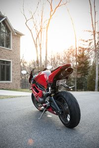 Preview wallpaper ducati, motorcycle, bike, red, back view