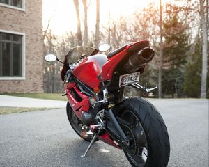 Preview wallpaper ducati, motorcycle, bike, red, back view