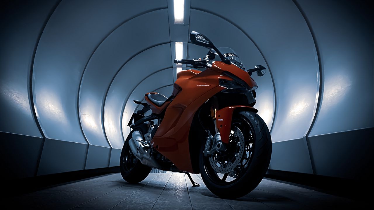 Wallpaper ducati, motorcycle, red, tunnel