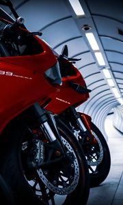 Preview wallpaper ducati, motorcycles, red, tunnel