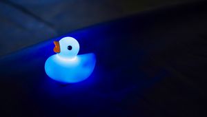 Preview wallpaper duck, glow, blue, dark