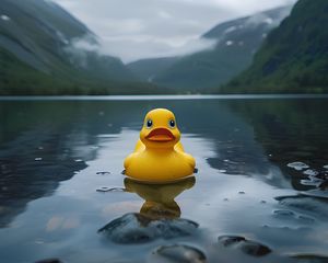 Preview wallpaper duck, lake, mountains, sky