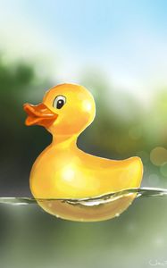 Preview wallpaper duckling, toy, water, art