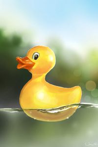 Preview wallpaper duckling, toy, water, art