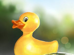 Preview wallpaper duckling, toy, water, art