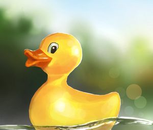 Preview wallpaper duckling, toy, water, art