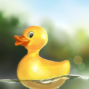 Preview wallpaper duckling, toy, water, art