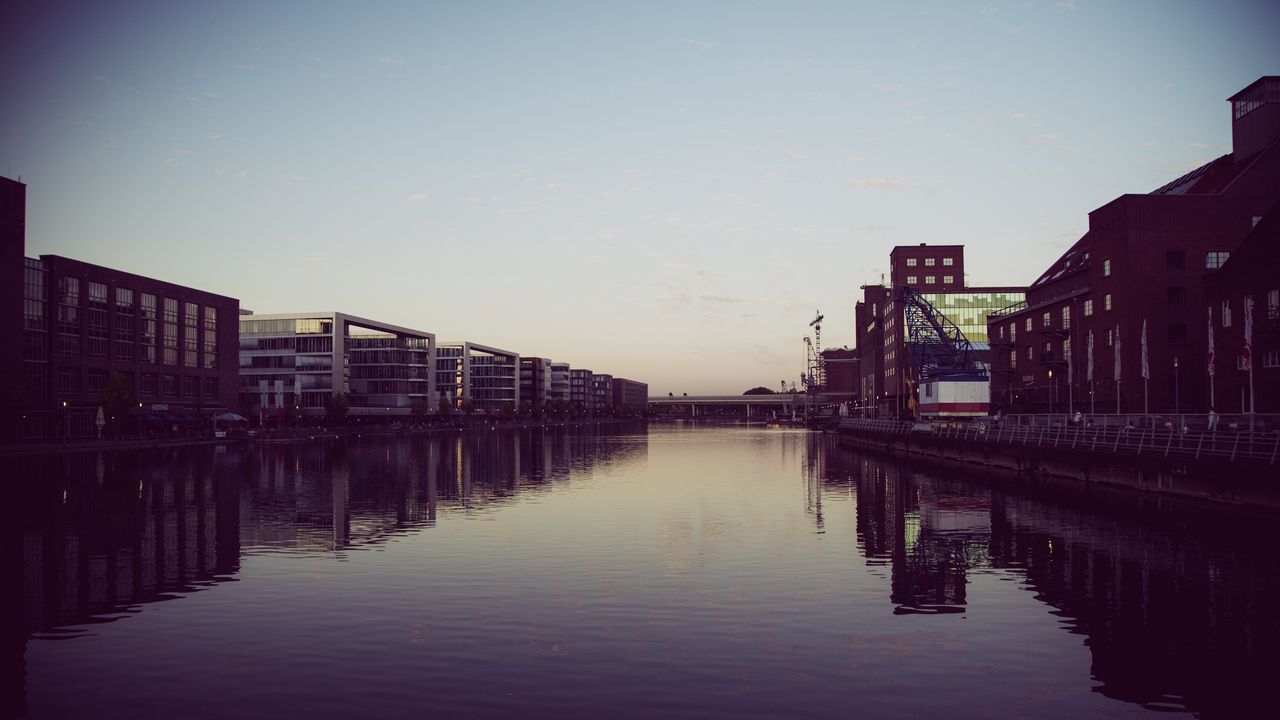 Wallpaper duisburg, germany, river, building