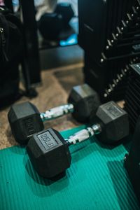 Preview wallpaper dumbbells, gym, sports, metal, metallic