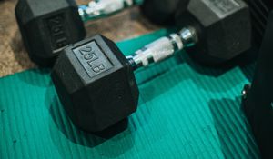 Preview wallpaper dumbbells, gym, sports, metal, metallic