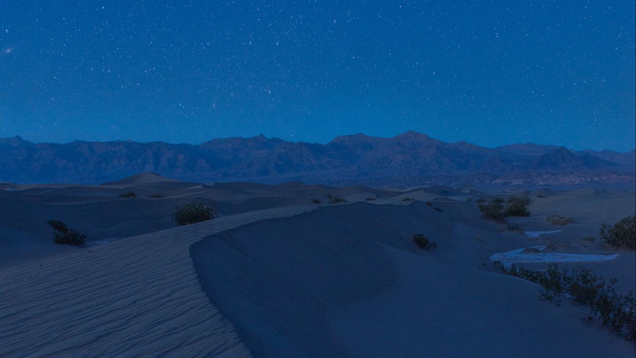 Wallpaper dunes, sand, desert, starry sky, night