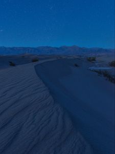 Preview wallpaper dunes, sand, desert, starry sky, night