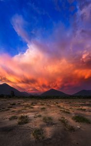 Preview wallpaper dunes, sunset, sand, sky, clouds