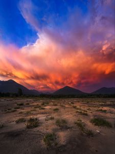 Preview wallpaper dunes, sunset, sand, sky, clouds