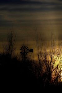 Preview wallpaper dusk, landscape, windmill, horizon, dark