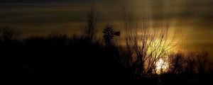 Preview wallpaper dusk, landscape, windmill, horizon, dark