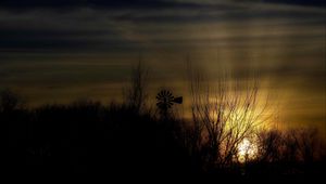 Preview wallpaper dusk, landscape, windmill, horizon, dark
