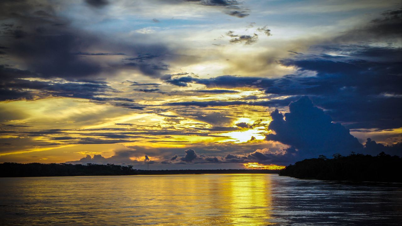 Wallpaper dusk, sea, sunset, clouds, sky