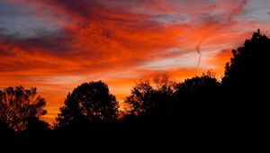 Preview wallpaper dusk, trees, dark, clouds, sunset