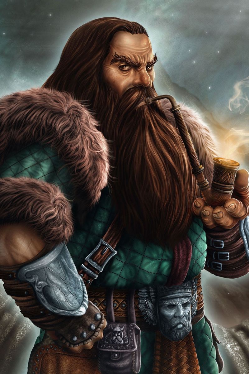 Download wallpaper 800x1200 dwarf, fur, pipe, art, fantasy iphone 4s/4 ...