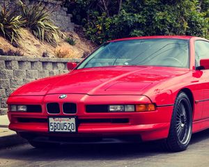 Preview wallpaper e31, bmw, 1997, red, 850ci, front view