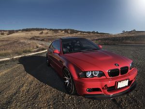 Preview wallpaper e46, bmw, red, car, side view