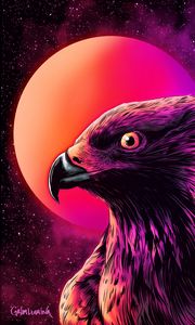 Preview wallpaper eagle, bird, art, moon, night