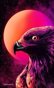 Preview wallpaper eagle, bird, art, moon, night
