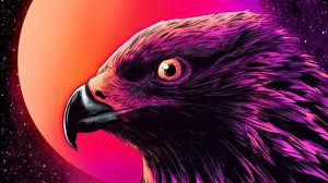 Preview wallpaper eagle, bird, art, moon, night