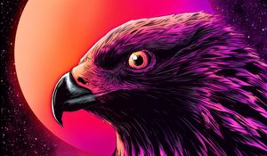 Preview wallpaper eagle, bird, art, moon, night