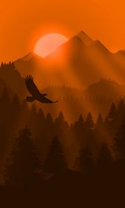 Preview wallpaper eagle, bird, sunset, mountains, art, vector