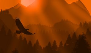 Preview wallpaper eagle, bird, sunset, mountains, art, vector