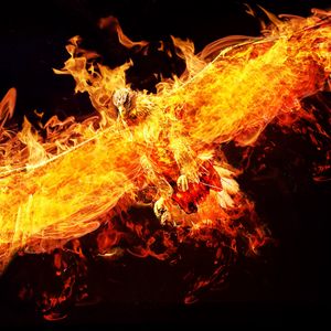 Preview wallpaper eagle, fire, flight, photoshop