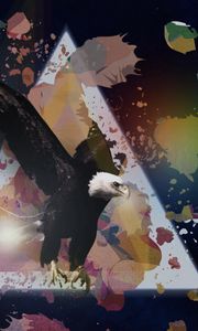 Preview wallpaper eagle, triangles, paint, light, brush