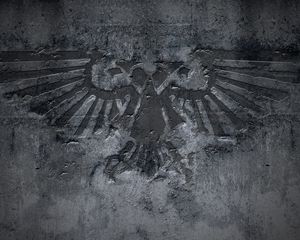 Preview wallpaper eagle, wall, concrete, sign
