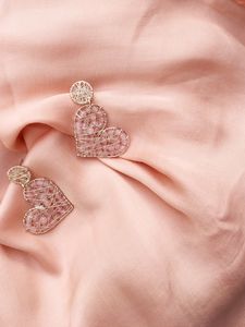 Preview wallpaper earrings, hearts, decoration, fabric, folds, pink