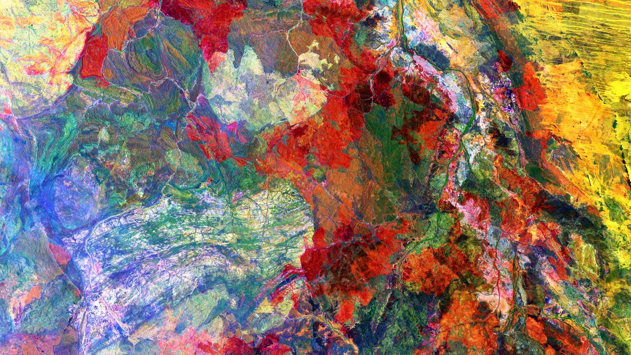 Wallpaper earth, aerial view, abstraction, spots, colorful