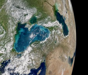Preview wallpaper earth, atmosphere, sea, satellite, aerial view