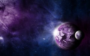 Preview wallpaper earth, moon, space, galaxy
