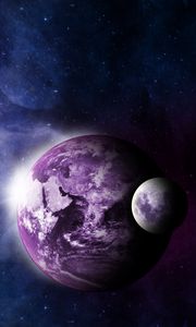 Preview wallpaper earth, moon, universe, nebula