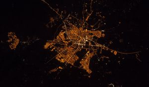 Preview wallpaper earth, planet, city, glow, night, view from space