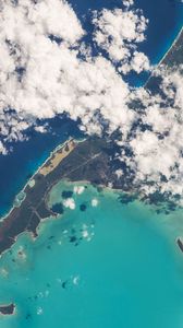Preview wallpaper earth, planet, clouds, sea, island, view from space