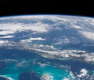 Preview wallpaper earth, planet, clouds, sea, view from space, space