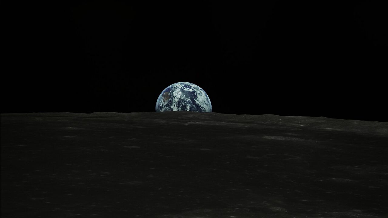 Wallpaper earth, planet, moon, view, space