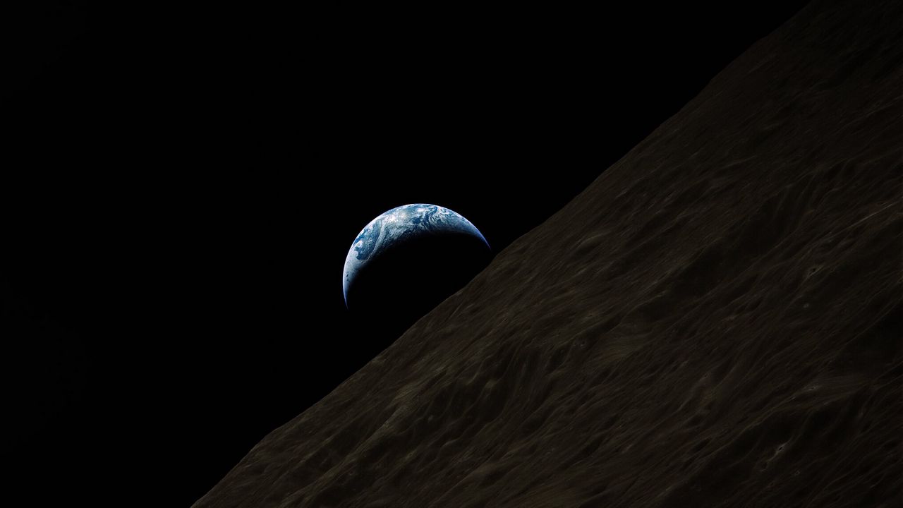 Wallpaper earth, planet, moon, surface, space, dark