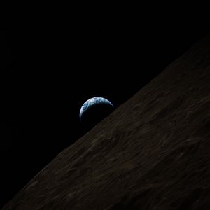 Preview wallpaper earth, planet, moon, surface, space, dark