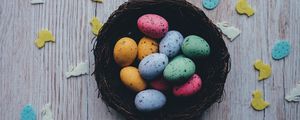 Preview wallpaper easter, colored eggs, quail eggs