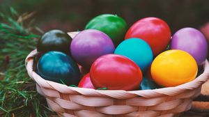 Preview wallpaper easter, eggs, colorful, basket