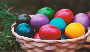 Preview wallpaper easter, eggs, colorful, basket