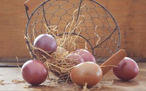 Preview wallpaper easter eggs, eggs, basket